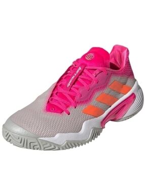 Adidas Barricade Tennis Shoes In Grey/Team Shock Pink